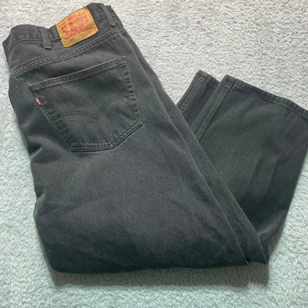 Levis 550 Relaxed Fit Mens Black Denim Jeans W46 L29 WaterLess 0719